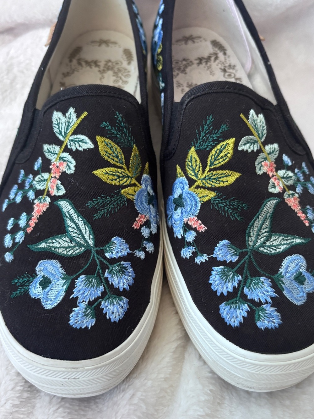 Rifle Paper Co. x Keds Triple Decker Slip-On Platform Sneakers 7.5 Embroidered - Picture 2 of 9